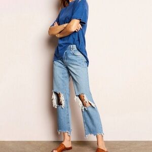Free People We The Free Maggie Distressed Straight Leg Jeans Size 28